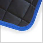 black quilted Material with blue Cloth Trim