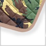 camouflage Quilted Material with beige Cloth Trim