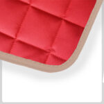 red Quilted Material with beige Cloth Trim
