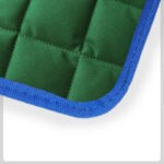 green quilted Material with blue Cloth Trim