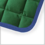 green Quilted Material with navy Cloth Trim