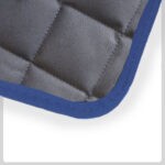 grey Quilted Material with navy Cloth Trim