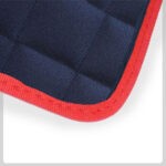 navy quilted Material with red Cloth Trim