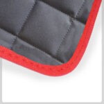 grey quilted Material with red Cloth Trim