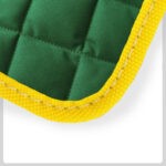 green quilted Material with yellow Cloth Trim