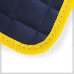 navy quilted Material with yellow Cloth Trim