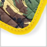 camouflage quilted Material with yellow Cloth Trim