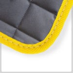 grey quilted Material with yellow Cloth Trim