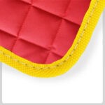 red quilted Material with yellow Cloth Trim