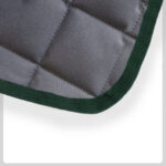 grey quilted Material with green Cloth Trim