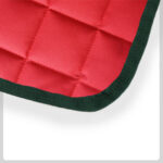 red quilted Material with green Cloth Trim